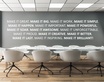 Vinyl Decal Motivational | Office Wall Decal | Make It Great
