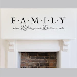 Vinyl Wall Decal Removable | Vinyl Lettering | FAMILY Where Life Begins And Love Never Ends