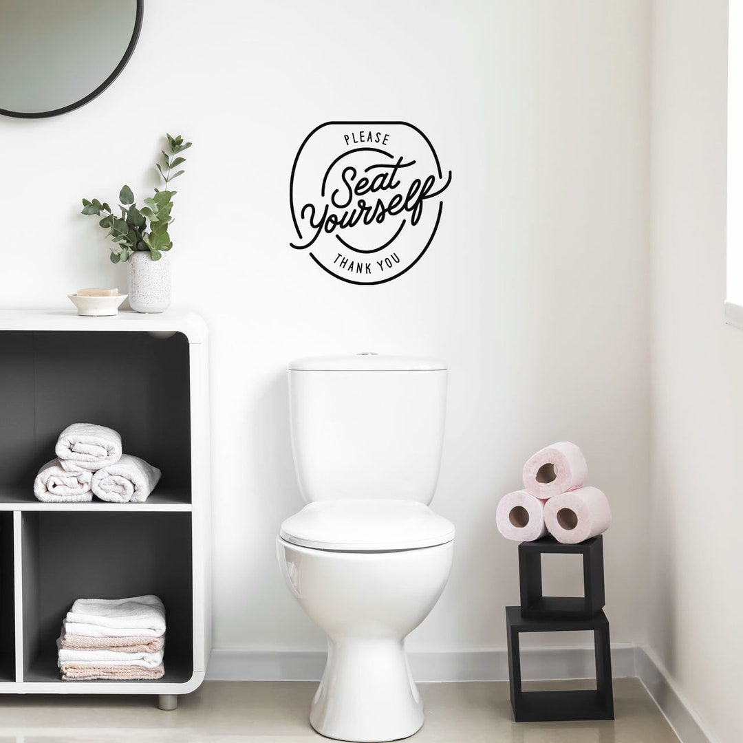 Vinyl Wall Decal Bathroom Vinyl Lettering Please Seat Etsy