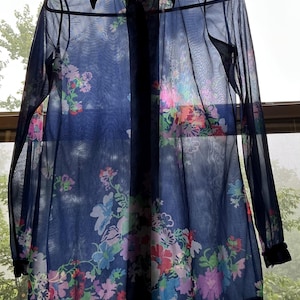 Vintage sheer floral blouse top, 1960s/70s