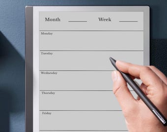 Minimalist Weekly Digital Planner, Undated Moleskine Style (PDF)