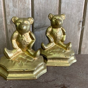 Vintage Bookends Brass Bear Bookends