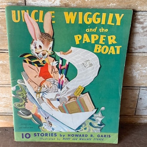 Vintage Uncle Wiggly and The paper boat 1021-1943 Howard A Garis Vintage Softcover