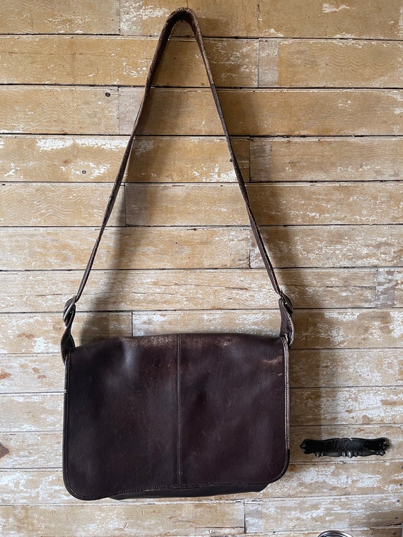 Vintage Messager Bag Brown Leather For Her For Him