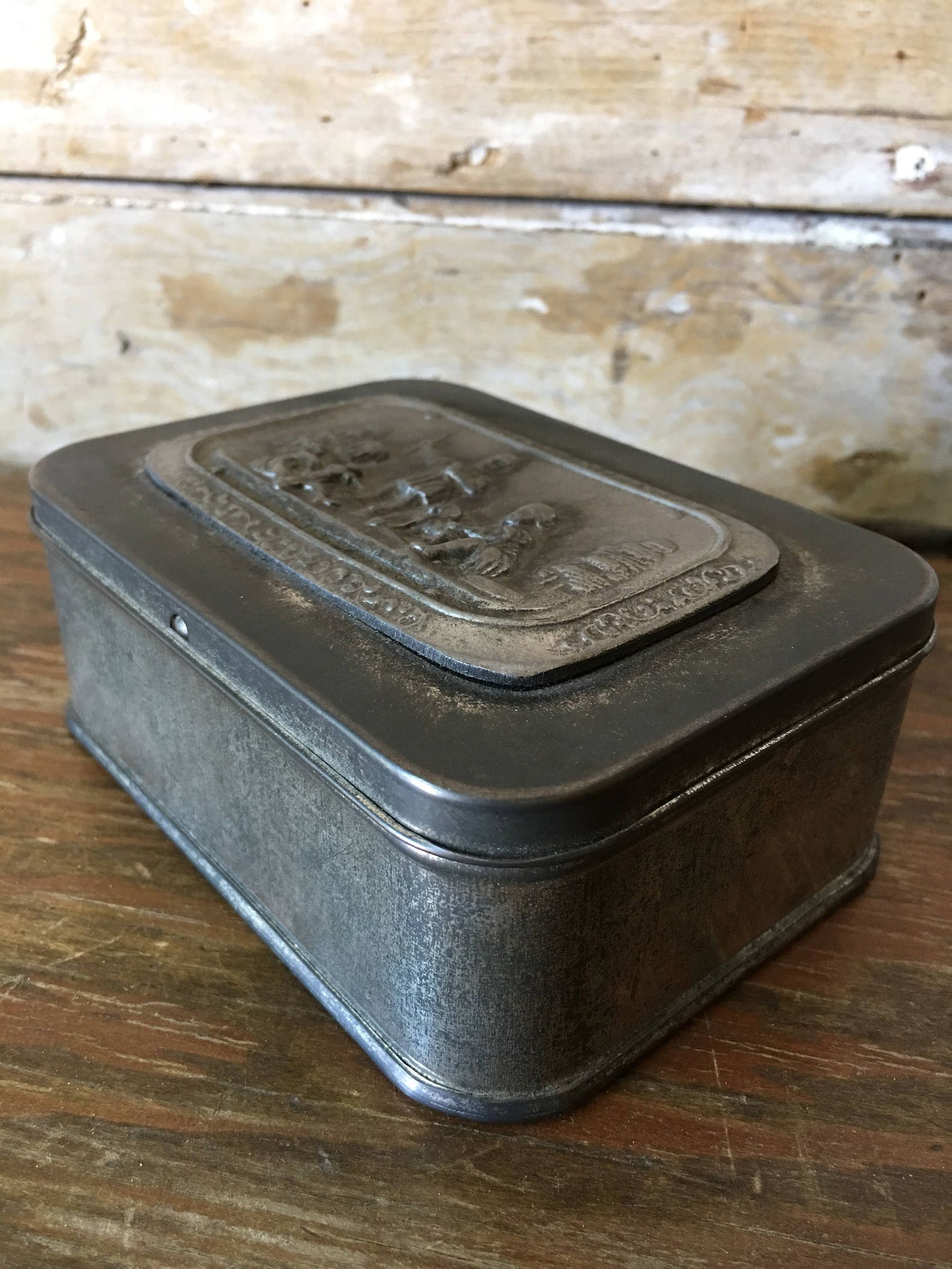 Vintage Pewter Jewelry Box Children Imbossed picture Etsy