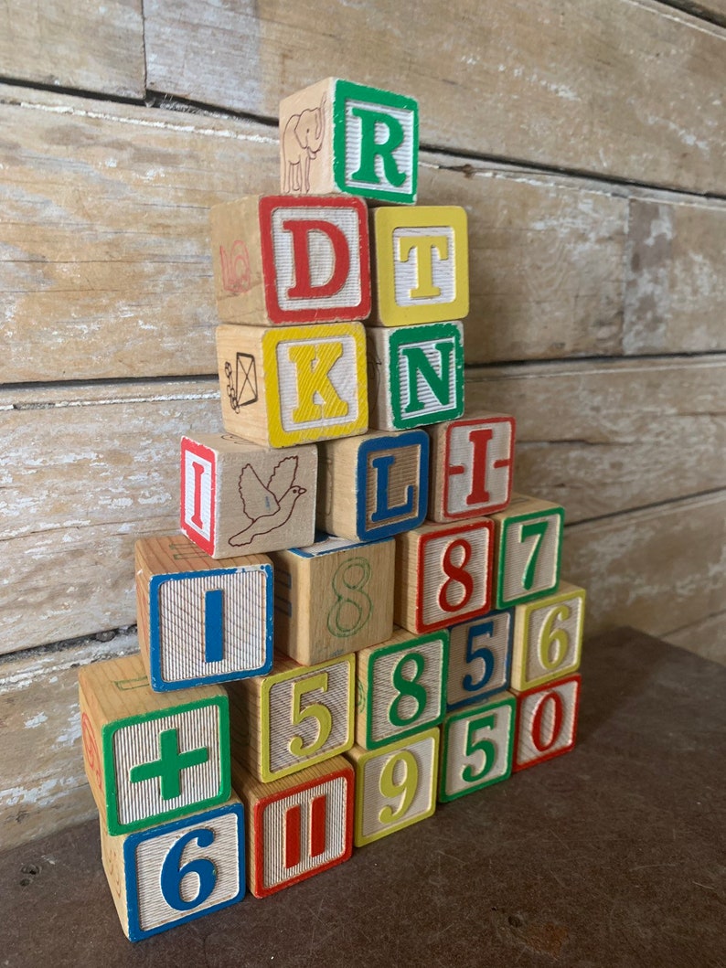 Vintage Wooden Blocks Set of 22 Etsy