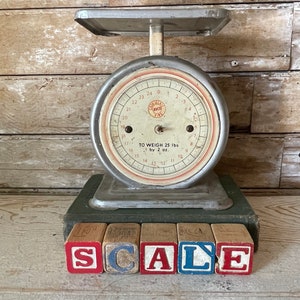 Vintage Metal Scale White Chippy Shabby Chic