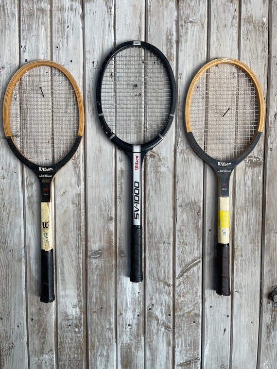 Vintage Tennis Rackets Black Color Wooden Set of 3