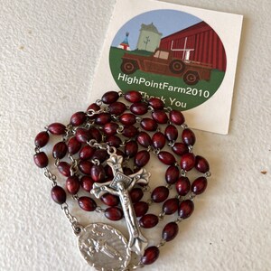 Vintage Rosary Brownish Red Wood Beads From Italy