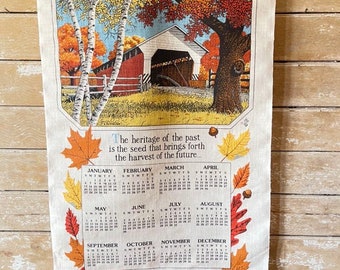 Vintage 1991 Linen Wall Calendar