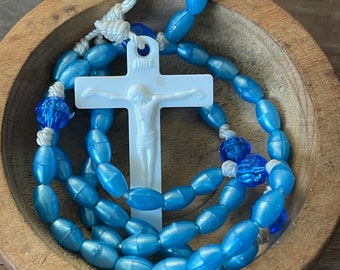 Vintage Rosary Plastic Pretty Blue