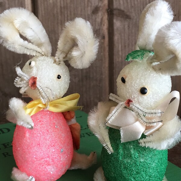 Vintage Bunnies Set of 2 Handmade 1950s