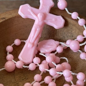 Vintage Rosary Plastic Pretty Pink image 2