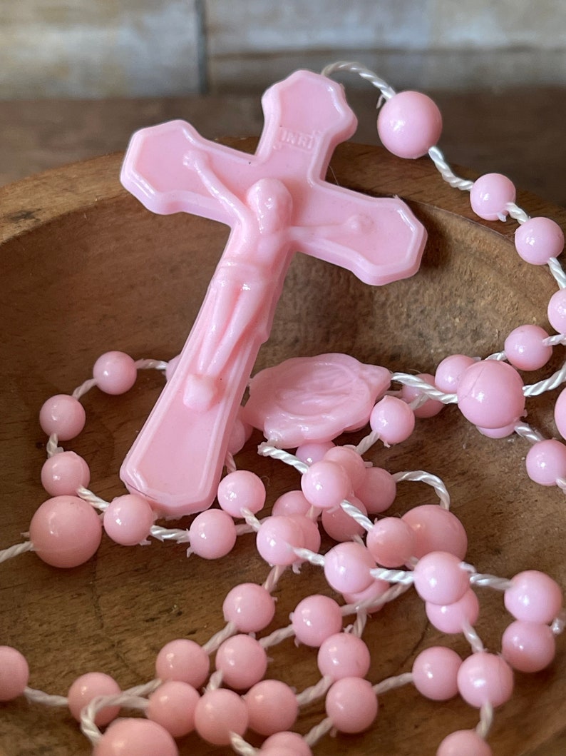 Vintage Rosary Plastic Pretty Pink image 2