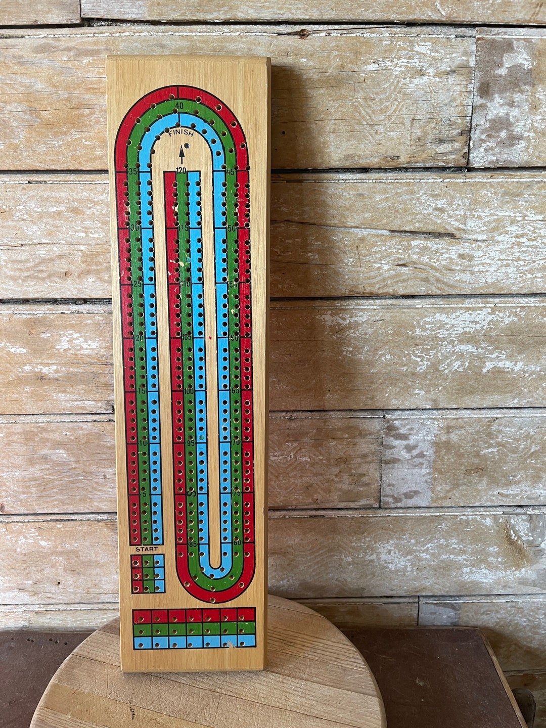 Vintage Wooden Cribbage Board With Pegs Etsy