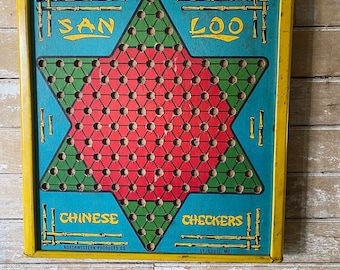 Vintage Antique Chinese Checker Game Board Rare