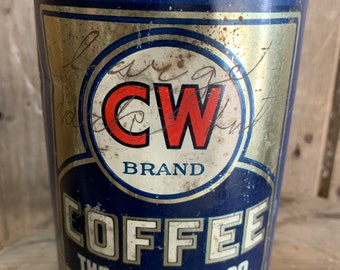Vintage CW Coffee Tin RARE Free Shipping