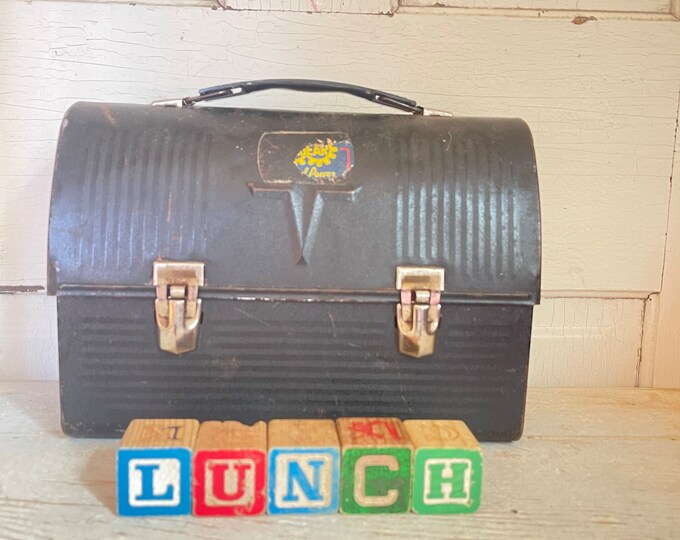 Retro Striped Bento Lunch Box - Wooden Lid - DipaliZ main image 1