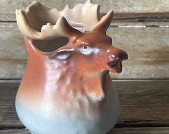 Vintage Austria Deer Stag Moose Elk Creamer Pitcher Ceramic Pottery