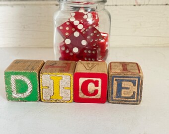 Vintage Red Dice With Jar 15 Lot