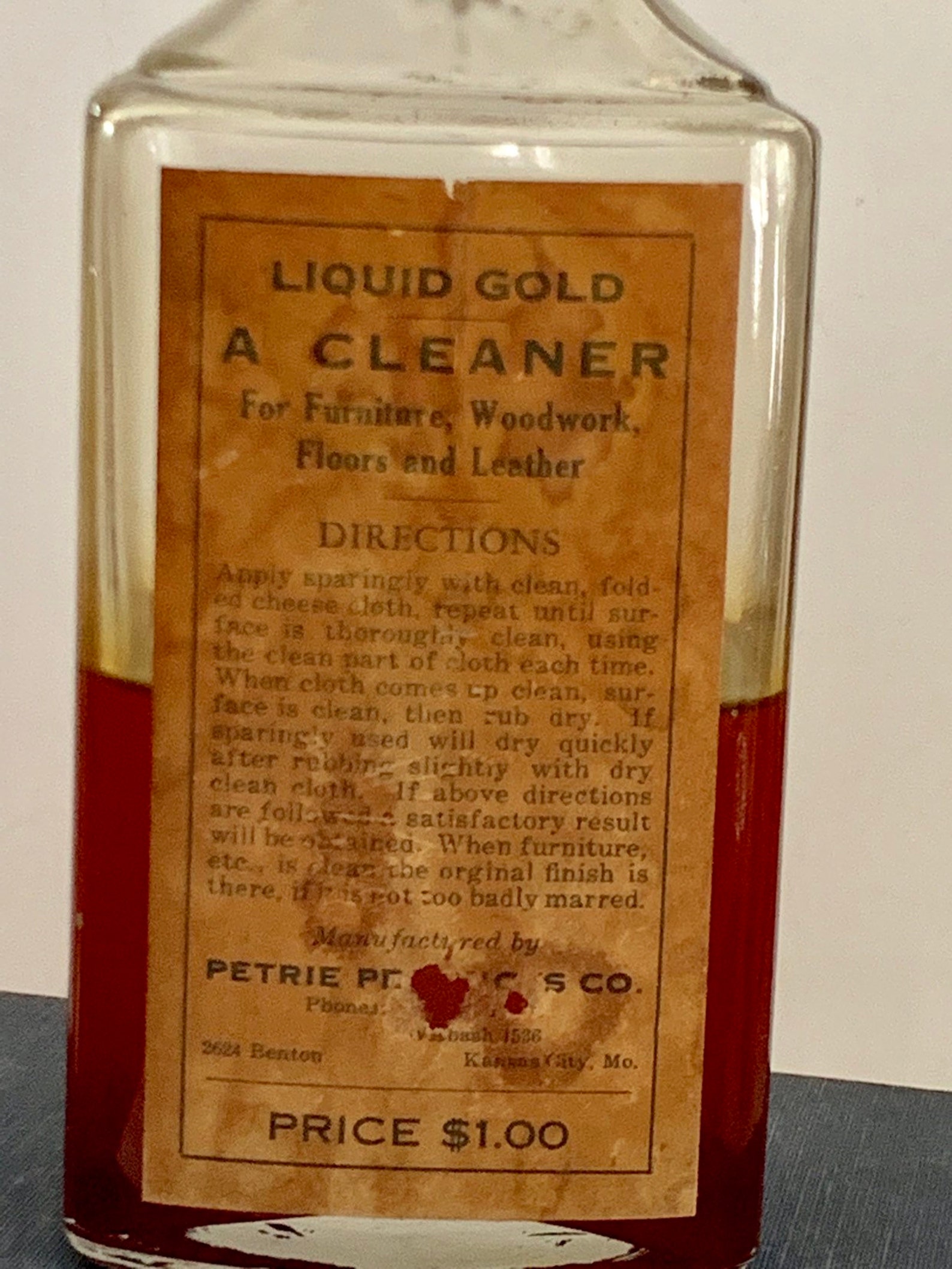 Vintage Liquid Gold Cleaner Bottle Medicine Etsy