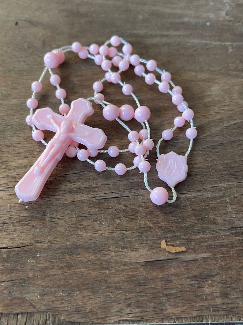 Vintage Rosary Plastic Pretty Pink image 5