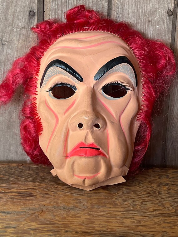 Vintage Halloween Mask Red Head 1960's Etsy