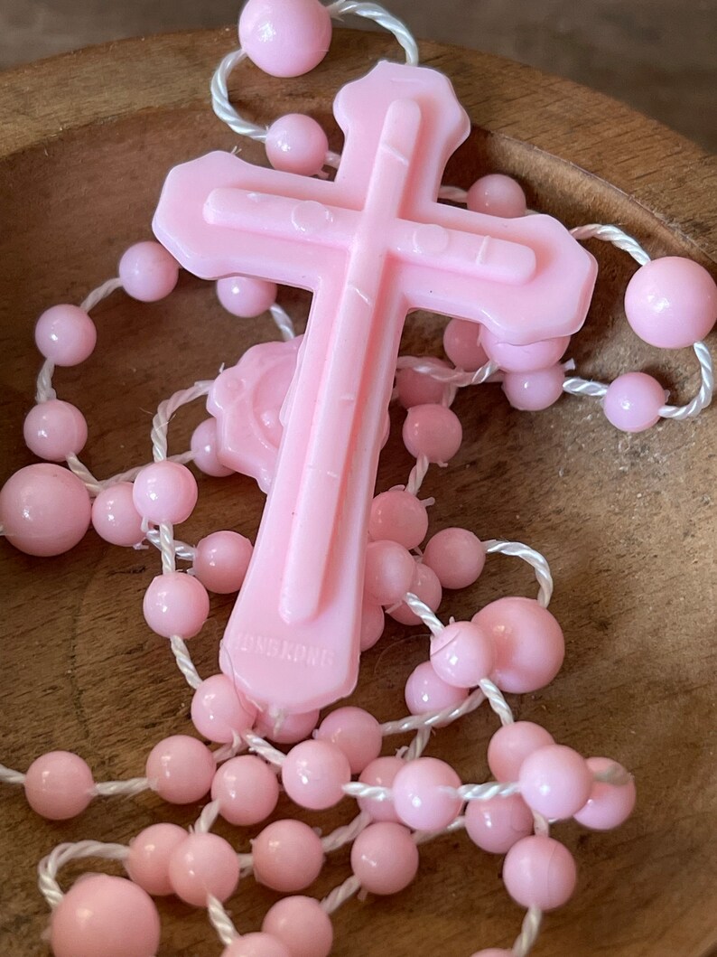 Vintage Rosary Plastic Pretty Pink image 3