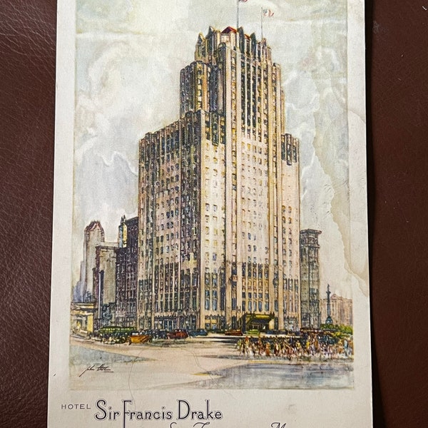 Vintage Drake Hotel San Francisco PostCard Muted Colors