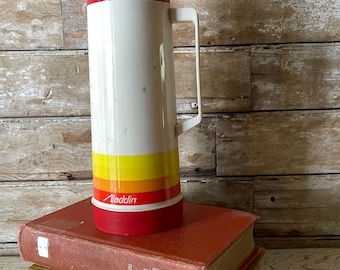 Vintage Striped Colored Thermos Retro Plastic 1960's