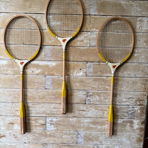 Vintage Badminton set of 3 Yellow