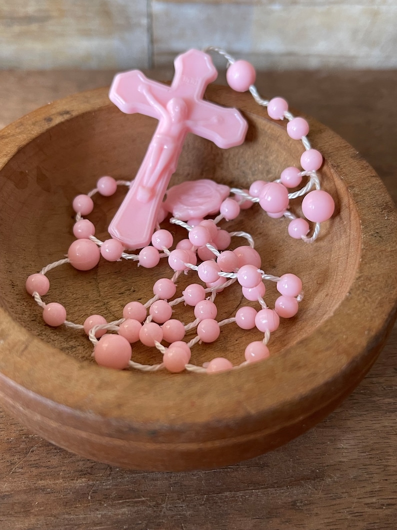 Vintage Rosary Plastic Pretty Pink image 1