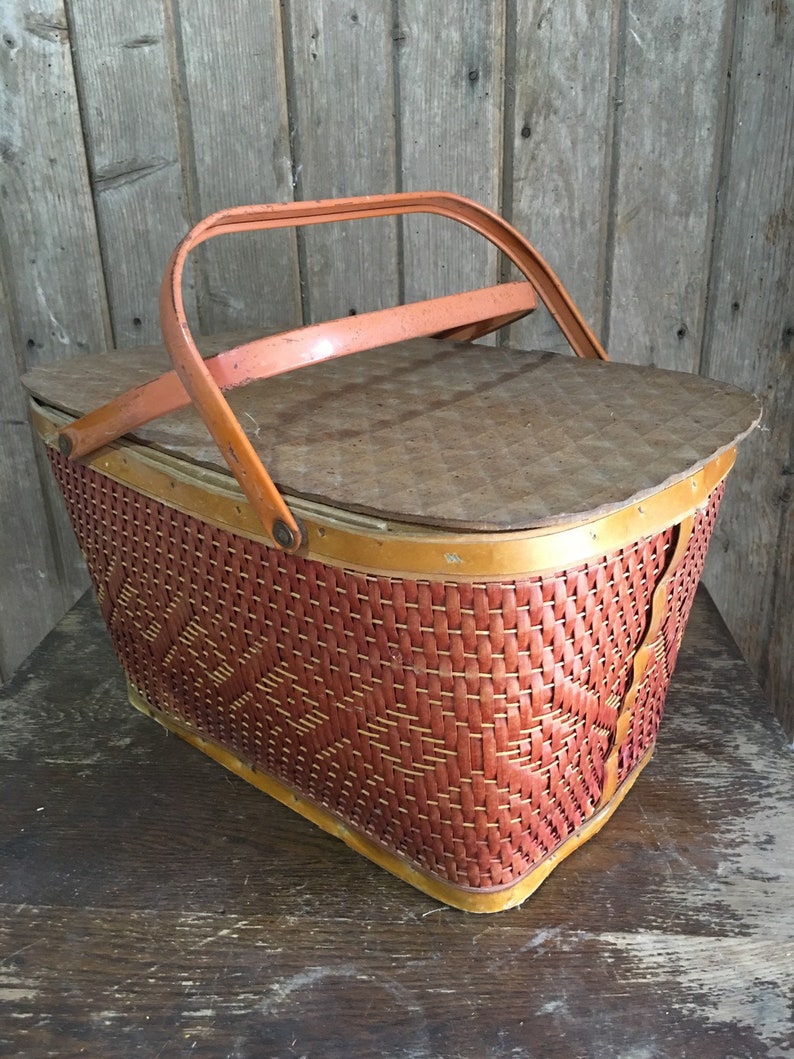 Vintage Redman Woven Picnic Basket Etsy