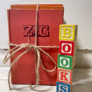 Vintage Orange Old Primitive Book Collection Set of 4 Rare