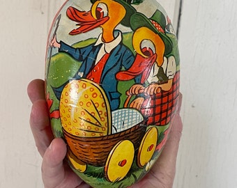 Vintage Collectible Easter German Paper Mache Candy Container Egg