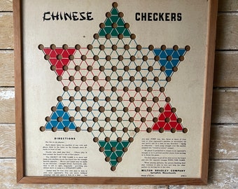 Vintage Retro Chinese Checker Board Red Green Blue Rare