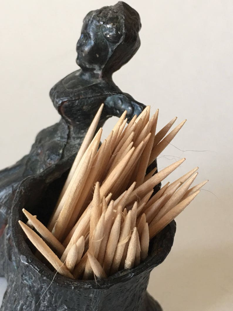Vintage Victorian Toothpick Holder Cast Iron Woman Etsy
