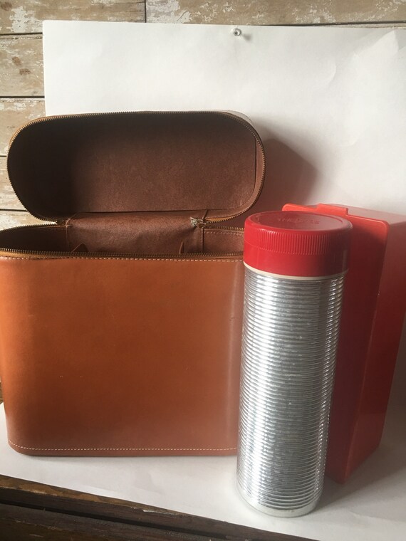 Vintage Leather Thermos Bag 1950's or 60"s
