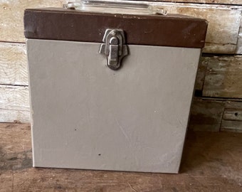Vintage Record Case Gray Brown 1950's or 60s