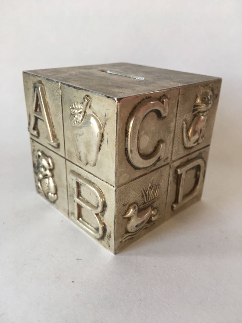 Vintage Baby Silver Plated Bank ABC Etsy