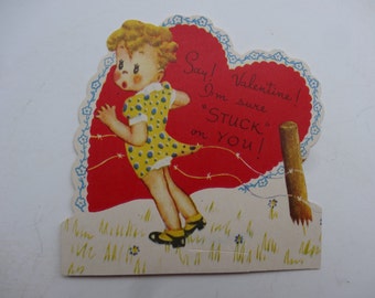 Vintage Valentine Little Girl Sweet 1950's  or Earlier Retro