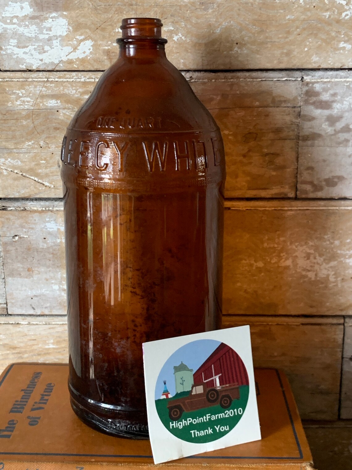 Vintage Amber Brown Bleach Bottle 50's60's White Etsy