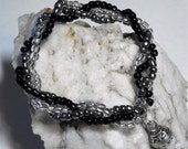 Braided Seed Bead Stretch Bracelet with Dangle Charm