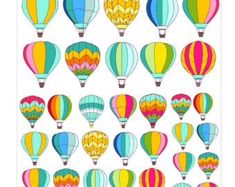 58 hot air balloon Planner Stickers, Perfect for Erin Condren, Limelife, Plum Paper, the happy planner or Filofax Planner