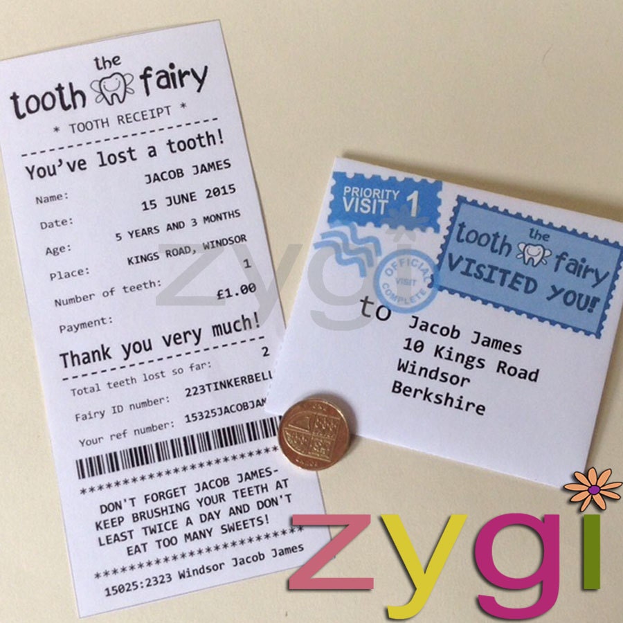 Tooth Fairy Kit Certificate Receipt and Envelope Fairy - Etsy