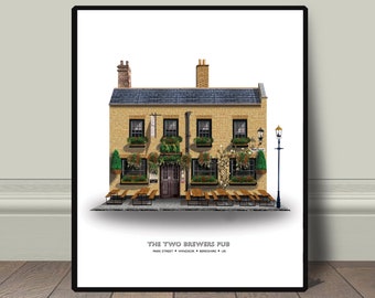 Windsor Two Brewers 2 Brewer architecture print Windsor art print decor, vintage retro travel railway advert poster, modern travel art print