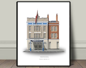 Windsor Royal Theatre architecture print Windsor art print decor, vintage retro travel railway advert poster, modern travel art print