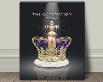 Coronation King Charles art poster print, art decor, vintage retro travel Royal crown Edward 2nd London art print