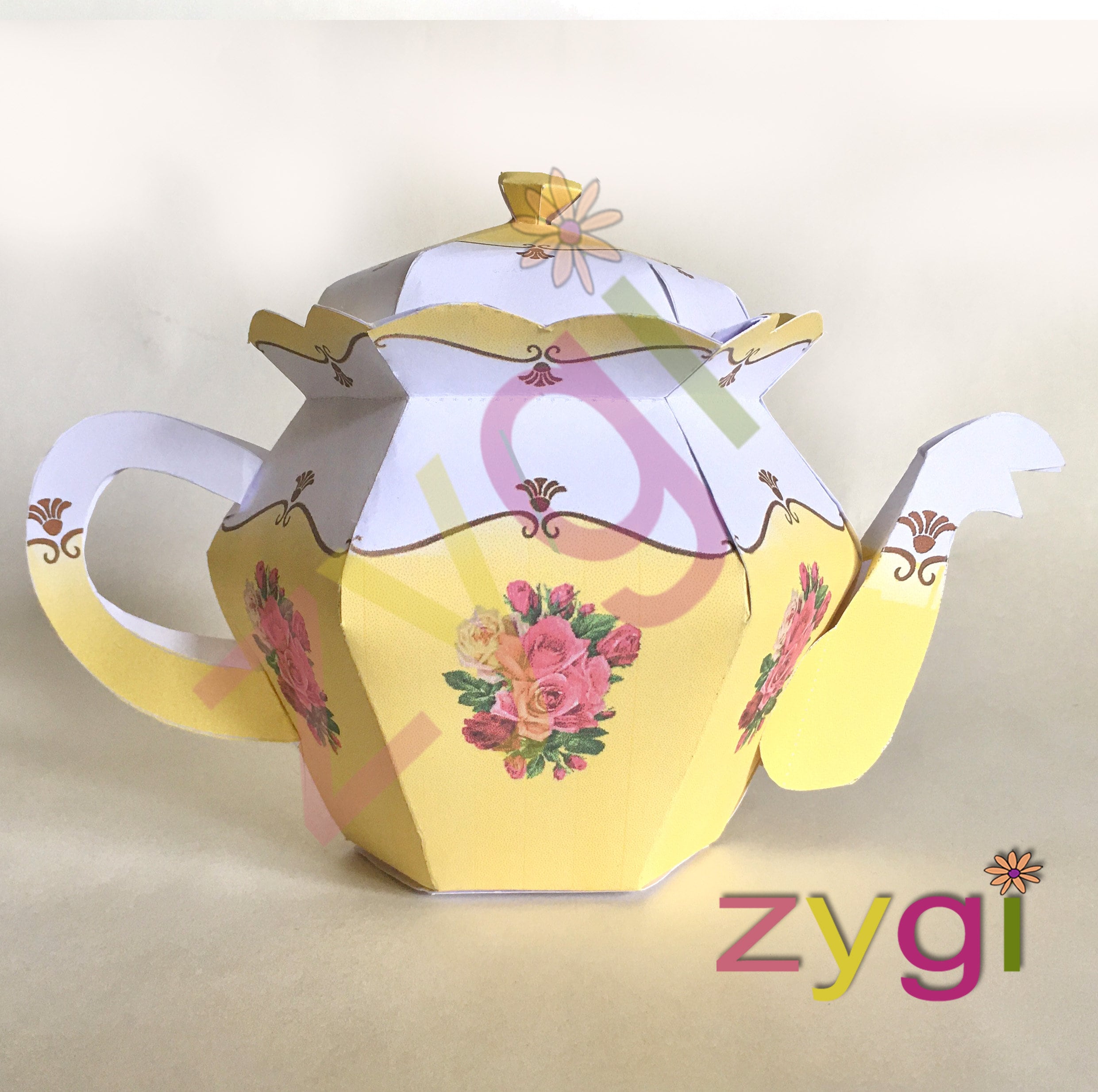 Tea Pot Favor Gift Box With Lid Teapot PDF Template Tea Party Etsy UK