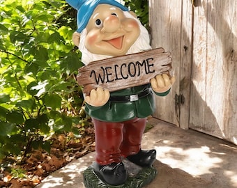 Grappig standbeeld tuinkabouter – Brutaal harsgazonornament voor tuin- of terrasdecoratie